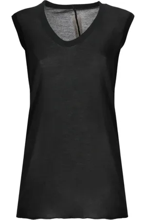 Rick Owens Koszulki, Kobieta, Czarny, S, Czarny Asymetryczny Drapek Top