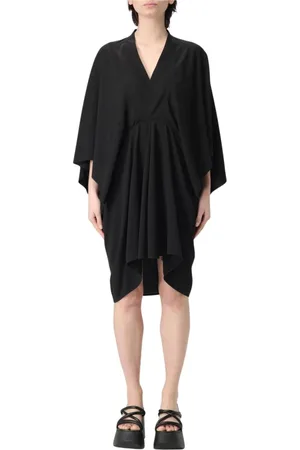 Rick Owens Sukienki, Kobieta, Czarny, M, Czarna Sukienka Mini z Marszczeniem