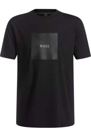HUGO BOSS Koszulki, Mężczyzna, Czarny, L, Bawełna, T-shirt z Grafiką Logo z Czarnego Bawełnianego Jerseyu