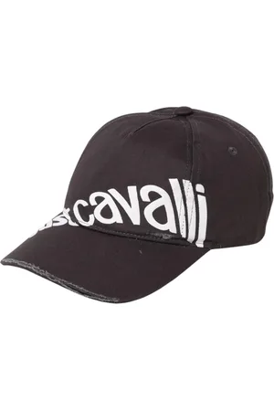 Roberto Cavalli Akcesoria, Mężczyzna, Czarny, ONE SIZE, Czapka z daszkiem Logo Czarna