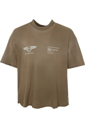 Represent Koszulki, Mężczyzna, brązowy, XL, Oversize z nadrukiem zespołu
