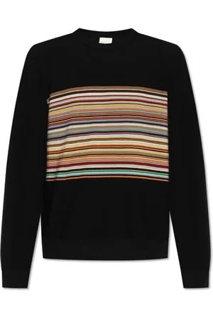 Paul Smith Swetry, Mężczyzna, Czarny, L, Wełna, Wełniany Sweter z Okrągłym Dekoltem