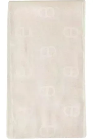 Twin-Set Akcesoria, Kobieta, Biały, ONE SIZE, Lurex Logo Jacquard Bawełniany Szalik