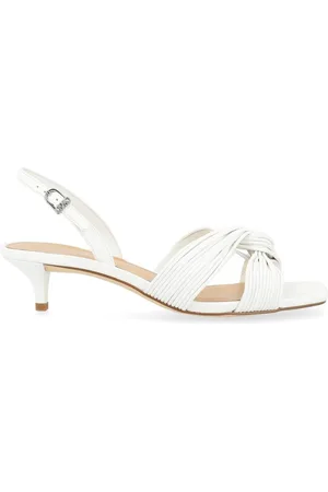 Michael Kors Buty, Kobieta, Biały, 38 1/2 EU, Biała Kitten Sandał Alessia Styl