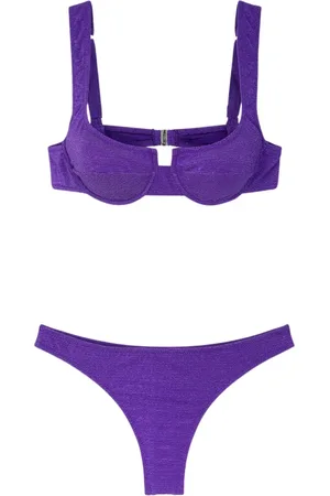 F**K Stroje kąpielowe, Kobieta, Fioletowy, XL, Bikini Donna Reggiseno z fiszbiną i stałym amerykańskim slipem Fioletowy 1142-Pr