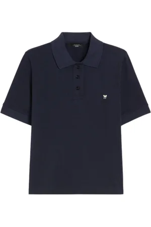 Max Mara Koszulki, Kobieta, Niebieski, S, Organiczna Koszulka Polo z Logo Motyla