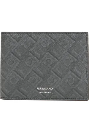 Salvatore Ferragamo Akcesoria, Mężczyzna, Szary, ONE SIZE, Portfele i etui na karty z nadrukiem