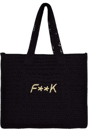 F**K Torebki, Kobieta, Czarny, ONE SIZE, Letnia Torba Tote z Haftowanym Logo