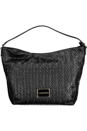Valentino by Mario Valentino Torebki, Kobieta, Czarny, ONE SIZE, Len, Czarna Torebka z Zdejmowanym Paskiem na Ramię