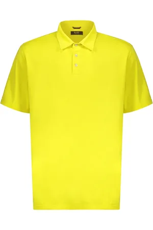 MOORER Koszulki, Mężczyzna, Żółty, 2XL, Polo z Bawełny z Bocznymi Szczelinami