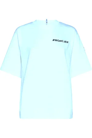 Moncler Koszulki, Kobieta, Niebieski, L, Luźny Bawełniany T-shirt dla Mężczyzn