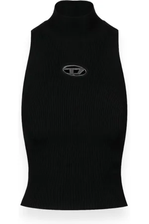 Diesel Koszulki, Kobieta, Czarny, M, Bawełna, M-Onervax Mock-neck Top