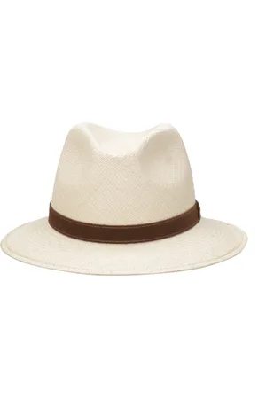 Borsalino Akcesoria, Mężczyzna, Beżowy, 59 CM, Słomiane Kapelusze Panama z Kontrastującym Opaskiem