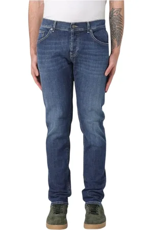 Dondup Jeansy, Mężczyzna, Niebieski, W38, Denim, Stylowe Straight Leg Jeansy dla Mężczyzn