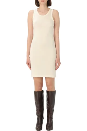 Helmut Lang Sukienki, Kobieta, Beżowy, S, Elegancka Sukienka Bez Rękawów