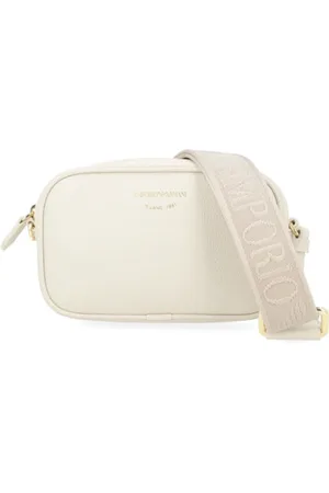 Emporio Armani Torebki, Kobieta, Biały, ONE SIZE, Len, Wegańska futerał na aparat w kolorze kości słoniowej