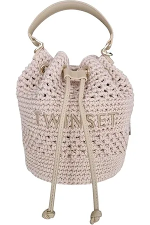 Twin-Set Torebki, Kobieta, Beżowy, ONE SIZE, Naturalna torba wiaderko z składem materiału