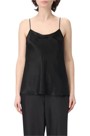 Vince Koszulki, Kobieta, Czarny, M, Champagne Jedwabny Top Cami
