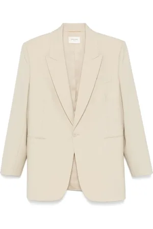 Saint Laurent Kurtki, Kobieta, Beżowy, S, Beżowe Kurtki z Przodem na Guziki