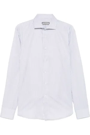 CANALI Koszule, Mężczyzna, Niebieski, 3XL, Paski koszula bawełniana Made in Italy
