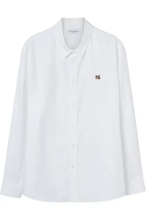 Maison Kitsuné Koszule, Mężczyzna, Biały, XL, Biała Koszula z Haftem