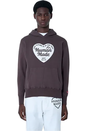 HUMAN MADE Bluzy, Mężczyzna, brązowy, M, Bluza z kapturem z motywem logo