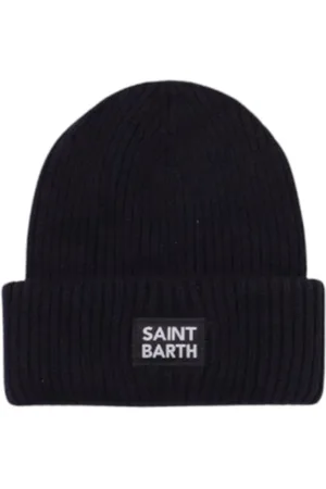 MC2 SAINT BARTH Akcesoria, Mężczyzna, Czarny, ONE SIZE, Nylon, Czarna Zestawiona Czapka z Logo