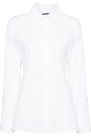 Jacquemus Bluzki, Kobieta, Biały, M, Biała Bluzka z Rzeźbami Koszula z Guzikami