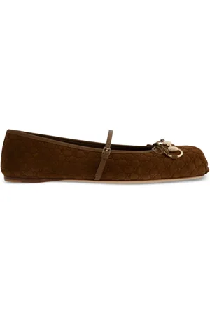 Gucci Buty, Kobieta, brązowy, 41 EU, Brązowe Skórzane Buty z Detalem Sygnatury