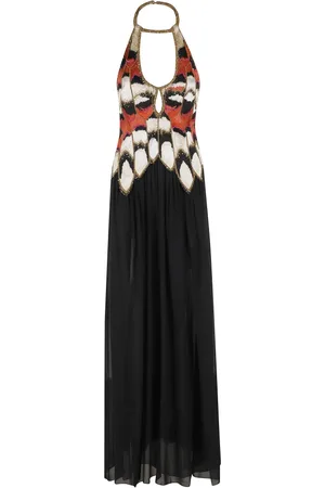 Isabel Marant Sukienki, Kobieta, Czarny, 2XS, Czarna motylkowa haftowana suknia maxi