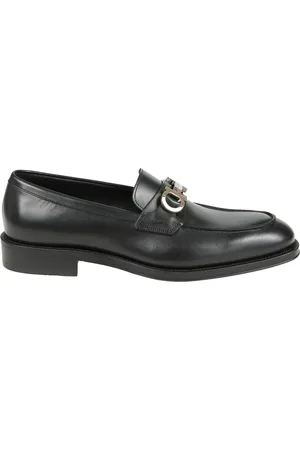 Salvatore Ferragamo Buty, Mężczyzna, Czarny, 41 EU, Mokasyny z ozdobnymi Gancini i podeszwą skórzaną