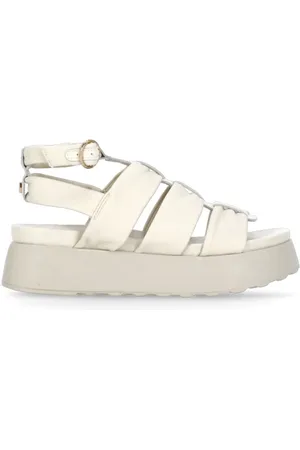 Cult Buty, Kobieta, Beżowy, 36 EU, Ivory Skórzane Sandały z Paskiem na Ramię