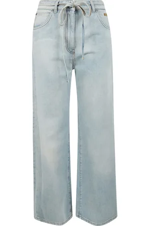 Msgm Jeansy, Kobieta, Niebieski, XS, Denim, Jeansyy z Szeroką Nogawką i Pasem