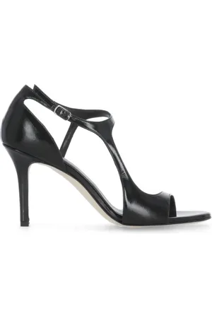 The Seller Buty, Kobieta, Czarny, 37 EU, Czarne skórzane sandały z paskiem na kostkę