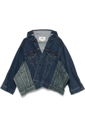JUNYA WATANABE Bluzki, Kobieta, Niebieski, M, Denim, Koszula Dżinsowa z Guzikami i Kieszeniami