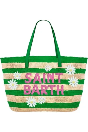 MC2 SAINT BARTH Torebki, Kobieta, Zielony, ONE SIZE, Paski torba z różową haftem