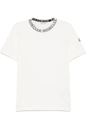 Moncler Koszulki, Mężczyzna, Biały, S, Bawełniana Koszulka z Logo Biały
