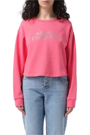 Armani Exchange Swetry, Kobieta, Różowy, L, Bluza z detalami z kryształkami
