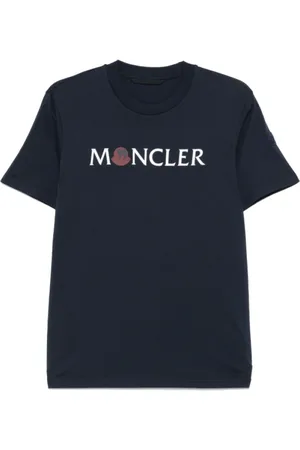 Moncler Koszulki, Mężczyzna, Niebieski, M, Granatowy T-shirt z nadrukiem logo