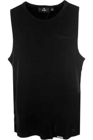 Represent Koszulki, Mężczyzna, Czarny, L, Waffle Tank Top Bez Rękawów Okrągły Dekolt