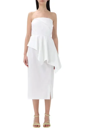 LIVIANA CONTI Sukienki, Kobieta, Biały, S, Elegancka Sukienka Peplum Midi