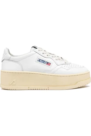 Autry Buty, Kobieta, Biały, 39 EU, Skóra, Sneakersy skórzane Vintage Platform