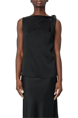 LIVIANA CONTI Koszulki, Kobieta, Czarny, M, Beige Knotted Sleeveless Top