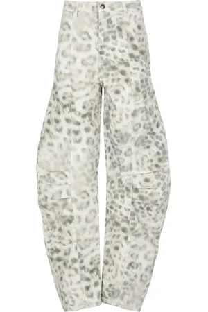 ROTATE Jeansy, Kobieta, Zielony, L, Denim, Zielone Jeansyy z Bawełny w Wzór Animalier