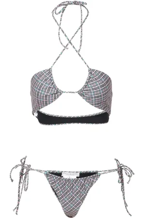 Serafini Stroje kąpielowe, Kobieta, Wielobarwność, S, Fioletowy Komplet Bikini z Troczkami