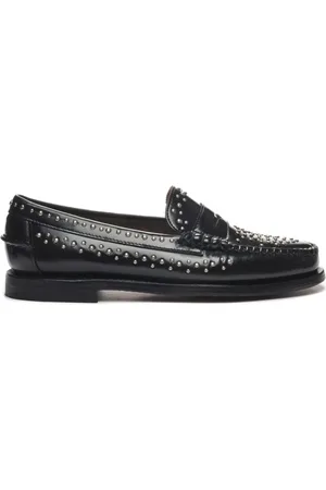 SEBAGO Buty, Kobieta, Czarny, 39 EU, Czarne skórzane loafersy z ćwiekami