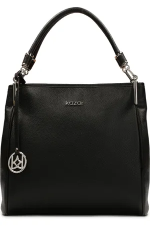 Kazar Torebki, Kobieta, Czarny, ONE SIZE, Skóra, Duża czarna skórzana torba na ramię shopper z pełnoziarnistą skórą