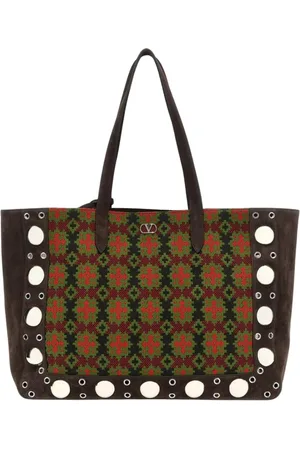 VALENTINO GARAVANI Torebki, Mężczyzna, Wielobarwność, ONE SIZE, Len, Luksusowa Wielokolorowa Skórzana Torba na Ramię