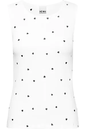 Ichi Koszulki, Kobieta, Biały, 2XL, Top z haftem serca Cloud Dancer