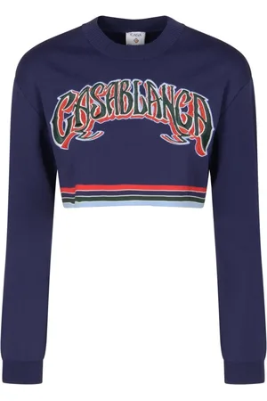 Casablanca Swetry, Kobieta, Niebieski, S, Cropped Baseball Tee